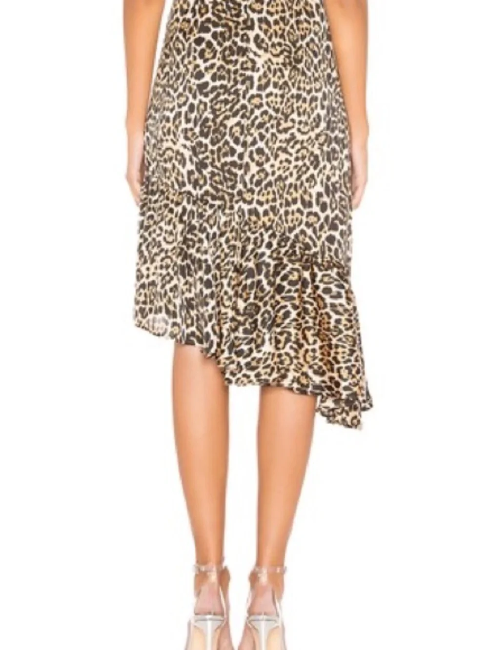 superdown Leopard Print Asymmetrical Ruffle Midi Skirt - Brown/Black